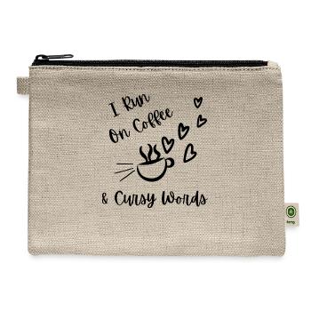 I Run On Coffee & Cursy Words - Hemp Carry All Pouch - natural - Front