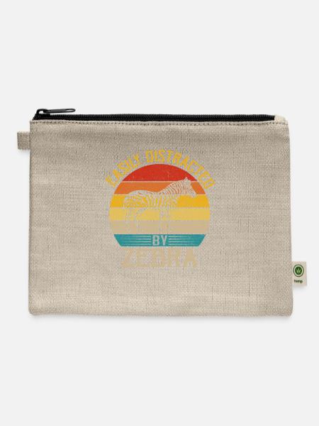 Easily Distracted By Zebra - Hemp Carry All Pouch - natural