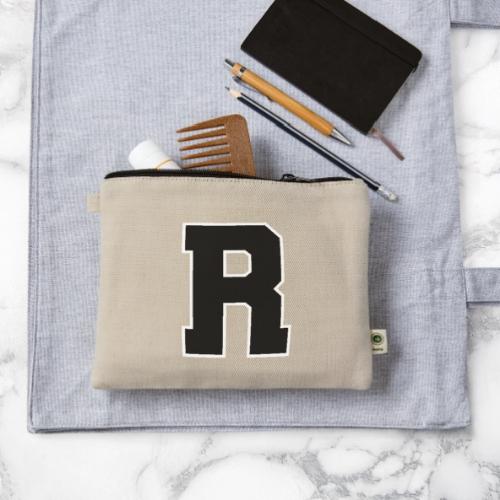 Varsity Letter R Athletic Monogram - Hemp Carry All Pouch