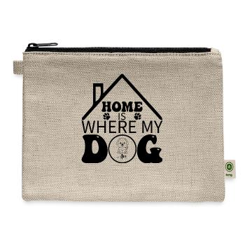 Home is Where My Dog Are T Shirt Desing - Hemp Carry All Pouch - natural - Front