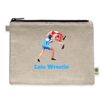 Lets Wrestle Cute Wrestling Design - Hemp Carry All Pouch - natural - Front
