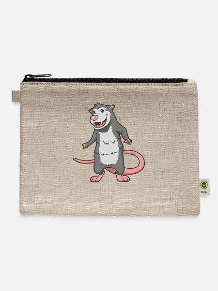 Kawaii Opossum - Hemp Carry All Pouch - natural
