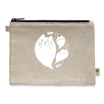 Halloween Ghost Cat Minimal White - Hemp Carry All Pouch - natural - Front