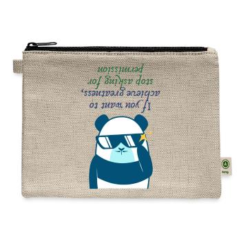 Want To Achieve Greatness Stop Sking Or Permission - Hemp Carry All Pouch - natural - Front