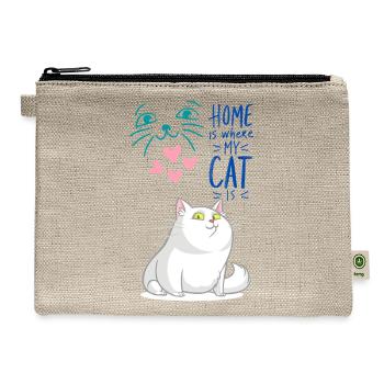 Cat Home Smart Animal Funny Meme Love Family Pet - Hemp Carry All Pouch - natural - Front