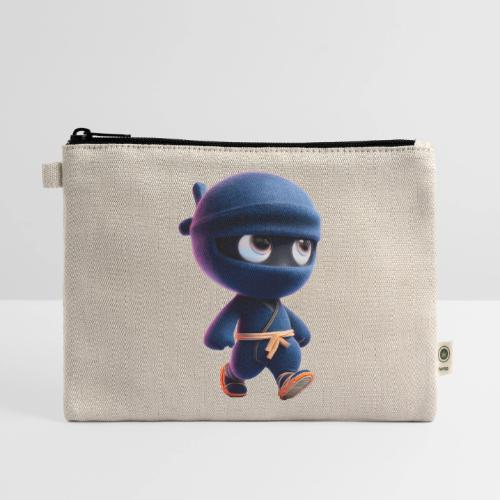 Playful Cartoon Baby Ninja Walking Happily - Hemp Carry All Pouch