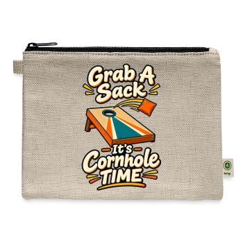 Cornhole Time Slogan Art - Hemp Carry All Pouch - natural - Front