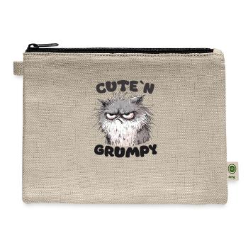 Cute´n Grumpy Funny Cat | Sarcastic Meme - Hemp Carry All Pouch - natural - Front
