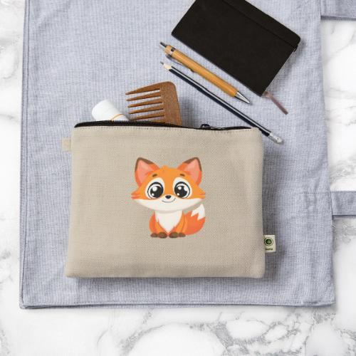 Adorable Cartoon Fox with Big Innocent Eyes - Hemp Carry All Pouch