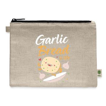 Cute Bread Food Meme Garlic Bread Is Life - Hemp Carry All Pouch - natural - Front
