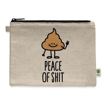 Peace of shit, Piece of shit pun cute turd doodle - Hemp Carry All Pouch - natural - Front