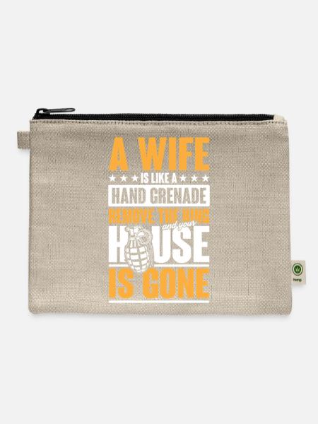 Wife Like hand Greande Remove the Ring - Hemp Carry All Pouch - natural