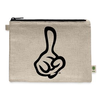 Raised Index Finger (Right Hand / 1C) - Hemp Carry All Pouch - natural - Front