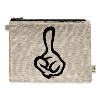 Raised Index Finger (Left Hand / 1C) - Hemp Carry All Pouch - natural - Front