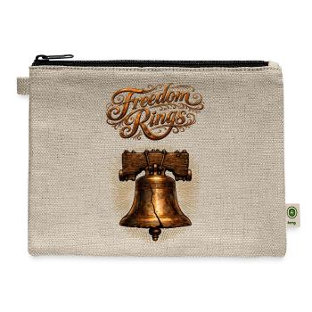 Freedom Bells: Rustic Bronze Emblem - Hemp Carry All Pouch - natural - Front