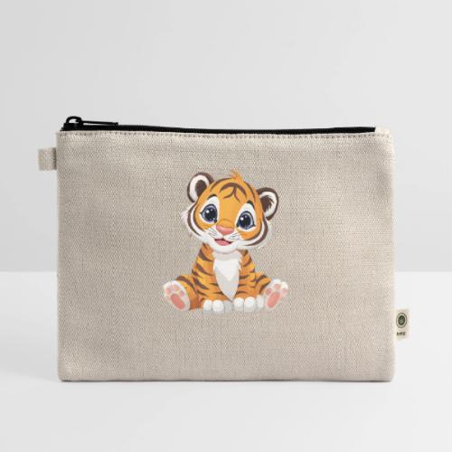 Adorable Cartoon Tiger Cub with Innocent Eyes - Hemp Carry All Pouch