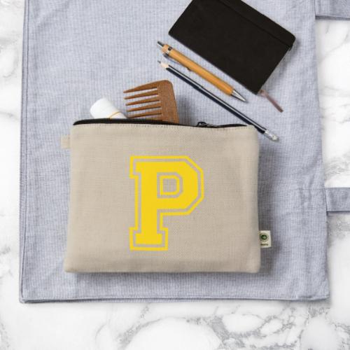 Letter P – Capital Athletic Alphabet Monogram - Hemp Carry All Pouch