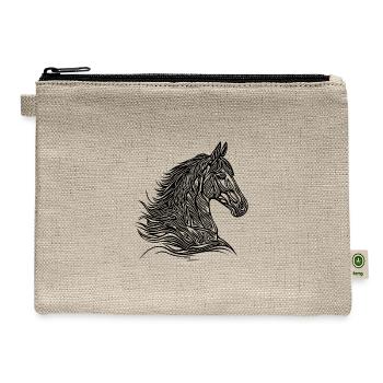 Elegant Stallion With A Beautiful Tattooed Mane - Hemp Carry All Pouch - natural - Front
