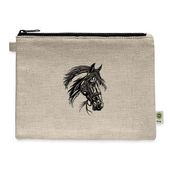 Racy Horse With Mane Horse Dressage Equestrian - Hemp Carry All Pouch - natural - Front
