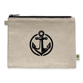 Vintage Old Wet Anchor In Circle Logo - Hemp Carry All Pouch - natural - Front