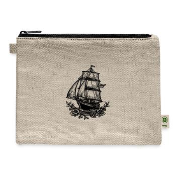 Cut Sport Sailing Ship With Sails And Flower - Hemp Carry All Pouch - natural - Front