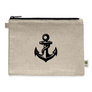 Anchor With Rope Rope Around The Iron - Hemp Carry All Pouch - natural - Front