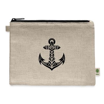 Elegant Anchor With Tribal Tattoo Style - Hemp Carry All Pouch - natural - Front