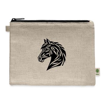 Horse Head Portrait Style Geometric - Hemp Carry All Pouch - natural - Front