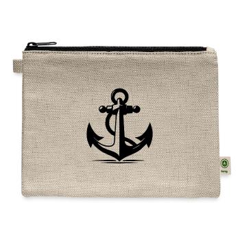 Vintage Old Anchor With Thick Rope - Hemp Carry All Pouch - natural - Front