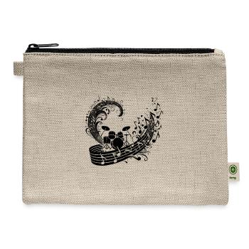 Drums With Floating Music Notes - Hemp Carry All Pouch - natural - Front