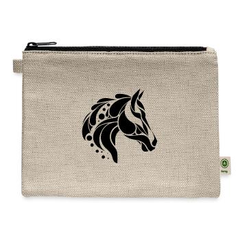 Pretty Horse Head Portrait Tattoo - Hemp Carry All Pouch - natural - Front
