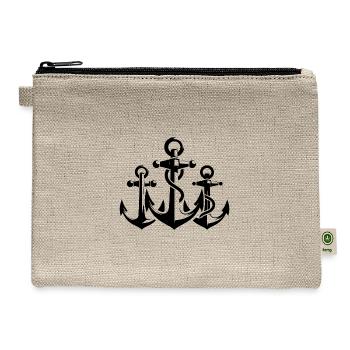 Nautical Anchor Group With Rope Around The Iron - Hemp Carry All Pouch - natural - Front