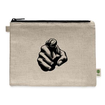 Classic Hand Position Precise Index Finger Gesture - Hemp Carry All Pouch - natural - Front