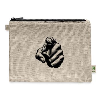 Eye-catching Index Finger As A Hand Gesture - Hemp Carry All Pouch - natural - Front