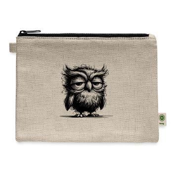 Morning Grouch Owl With Feathers And Style - Hemp Carry All Pouch - natural - Front