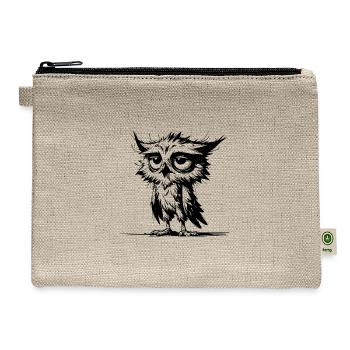 Sleepy Owl And Grumpy Night Watchman - Hemp Carry All Pouch - natural - Front