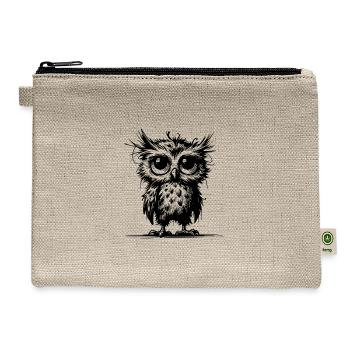 Owl I Don't Look Tired - I Am Tired - Hemp Carry All Pouch - natural - Front