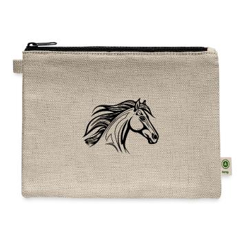 Racy Horse With Mane Equestrian Sport - Hemp Carry All Pouch - natural - Front
