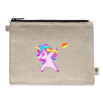 Cute Rainbow Dabbing Unicorn Glass Blowing - Hemp Carry All Pouch - natural - Front