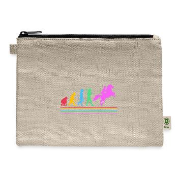 Retro Equestrian Riding Horse Racing Evolution - Hemp Carry All Pouch - natural - Front