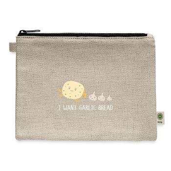 Cute Foodie Bread Lover Garlic Bread - Hemp Carry All Pouch - natural - Front
