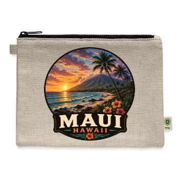 Maui Island Hawaii Vacation Volcano Sunset Beach - Hemp Carry All Pouch - natural - Front