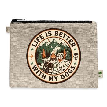 Life Is Better With My Dogs Camping - Hemp Carry All Pouch - natural - Front