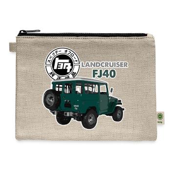 GREEN PRISTINE FJ40 WITH RETRO LOGO - Hemp Carry All Pouch - natural - Front