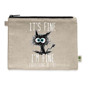 It s Fine I m Fine Everything Is Fine Funny Black - Hemp Carry All Pouch - natural - Front
