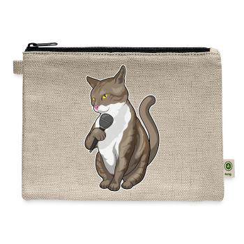 Cat Singer Microphone Music - Hemp Carry All Pouch - natural - Front