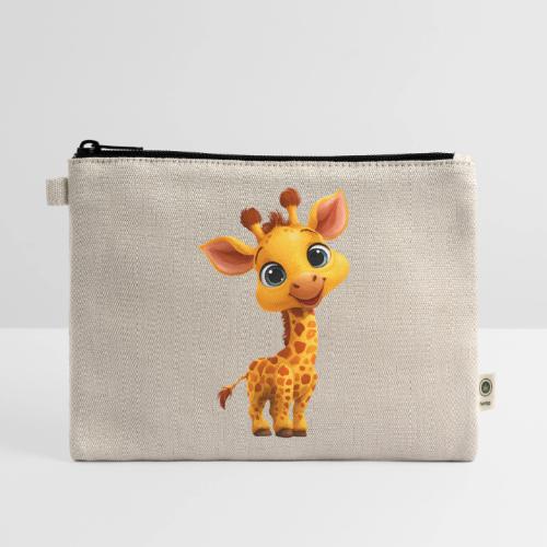 Adorable Cartoon Baby Giraffe with Big Eyes - Hemp Carry All Pouch