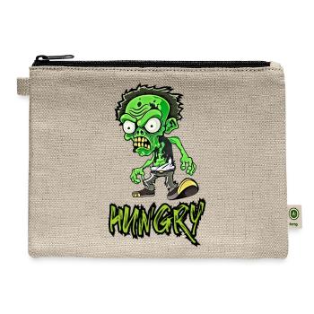 Funny Little Green Zombie Illustration- - Hemp Carry All Pouch - natural - Front