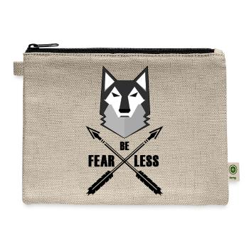 Be Fearless Wolf and Arrows - Hemp Carry All Pouch - natural - Front