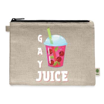 Gay Juice: Cute Design Quote - Hemp Carry All Pouch - natural - Front